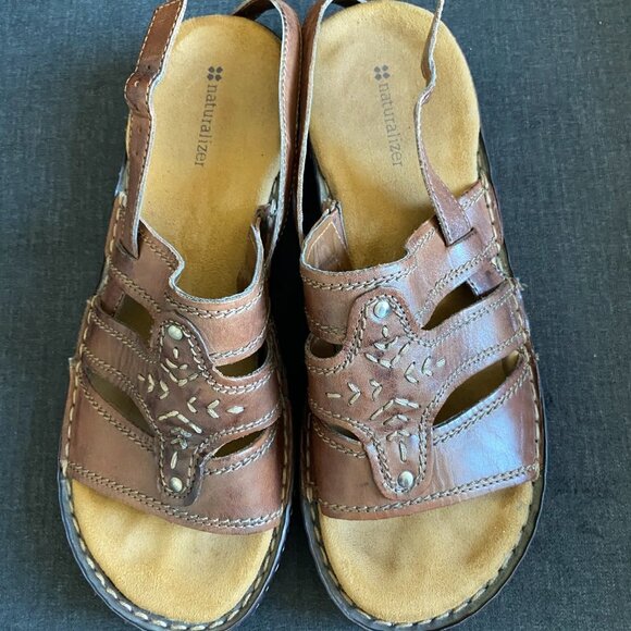 NATURALIZER WOMEN'S SUMMER COMFORTABLE LEATHER SANDALS BROWN SIZE 9-9.5 - Picture 8 of 8